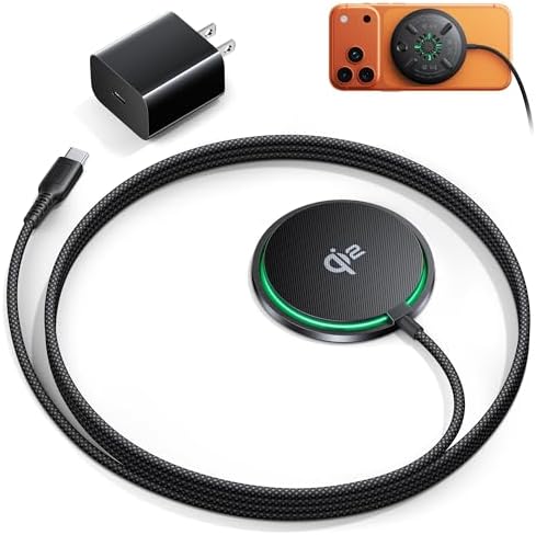 INIU Magnetic Wireless Charger, Qi2 15W Fast Charging Pad Travel Charger by INIU