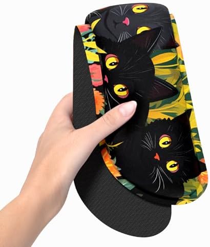 Dapesuom Enlarge Keyboard Wrist Rest, Memory Foam Wrist Cushion for Desk Mats Support, Cute Typing Pain Relief Keyboard Mouse Pad Rests Set with Non-Slip Base for Gaming Laptop Computer, Black Cats - Image 3