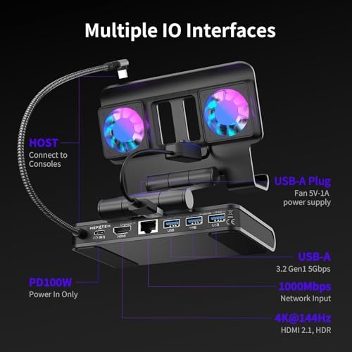 Adjustable Stand Steam Deck Docking Station with RGB Light Cooling Fan - Image 2