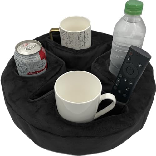 Xchouxer Couch and Bed Cup Holder Pillow, Sofa Organizer Caddy for Drinks, Remotes, Phones, Snacks (Black) by Xchouxer