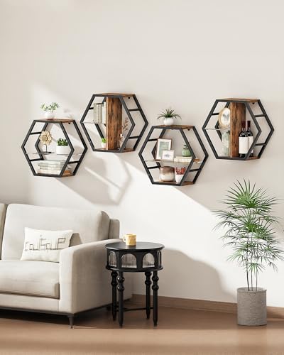 CHOEZON 18.9 inch Gaming Floating Shelves, Hexagon Shelves, Set of 2 - Image 6
