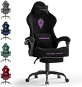 Ferghana Velvet Fabric Gaming Chair - 20.5″ Wider Seat Cushion, Fire Embroidery, Ergonomic High Back Game Chair with Footrest | Computer Chair with Massage Lumbar Support for Adult, Black by FerghanaGamingChair
