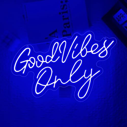 Good Vibes Only Neon Signs,Adjustable Brightness Blue Good Vibes Only LED Signs for Wall Decor, Cool Neon Lights Letters Light up Signs for Bedroom,Bar,Party, Salon Birthday,Christmas Gifts - Image 6