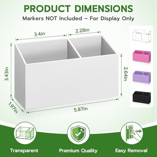 MR.MATE Magnetic Pen Holder,White Magnetic Marker Cup for Fridge Whiteboard - Image 3