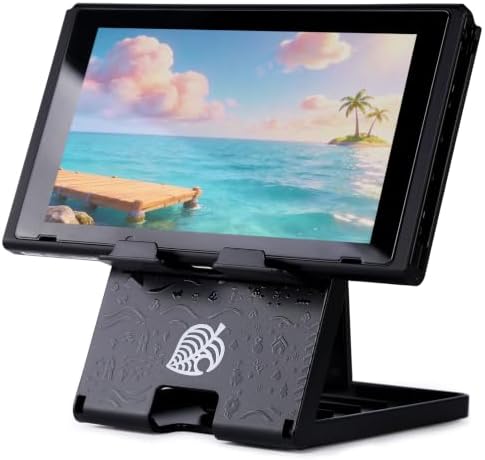 Tscope Foldable Switch Stand for Nintendo Switch/Switch 2/Lite/OLED, Adjustable Compact Portable Holder, Cute Leaf Design Gaming Stand Accessories (Black) by Tscope