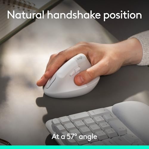 Logitech Wave Keys & Lift Vertical Mouse Ergonomic Wireless Combo - White - Image 5