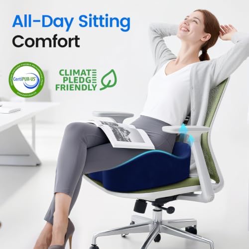 Seat Cushion, Non-Slip Memory Foam Chair Cushion for Taibone, Blue/X-Large | Chair Pillow with Handles for Car Office Chair, Tailbone/Sciatica Easing& Post-Surgery Recovery Chair Cushion - Image 3