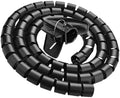 Spiral Cable Wrap with Clip,25mm Diameter Desk Cable Organizer Spiral for Wire Management,1.5 Meters Flexible Wire Organizer with Wire Grip- Keep Office Cords Neat, Tangle-Free and Protected,Black by Fogun