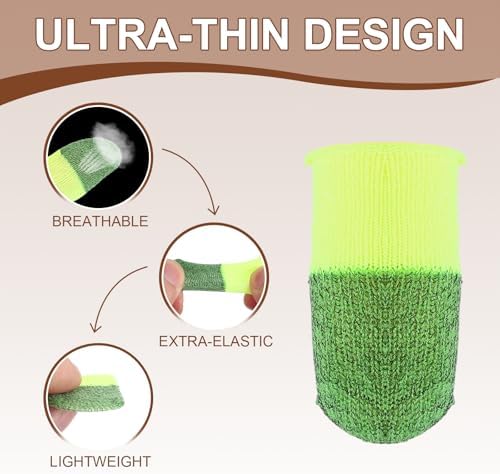 PATIKIL Controller Finger Thumb Sleeve, 40 Pack Mobile Gaming Finger Sleeve Silver Fiber Tip Gloves Anti-Sweat Breathable for Game Phone Touchscreen Devices, Green/Yellow - Image 3