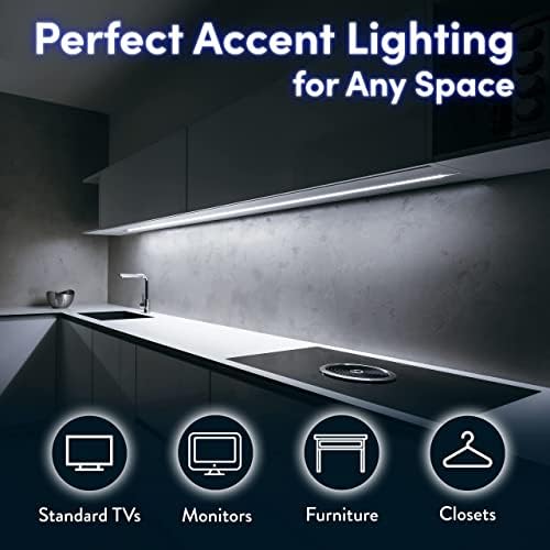 Luminoodle Bias Lighting, Backlight Kit for Monitors up to 24" - USB LED Light Strip - Computer Monitor Backlight - True White Adhesive Strip - White - Small (<24" TV) - Image 4
