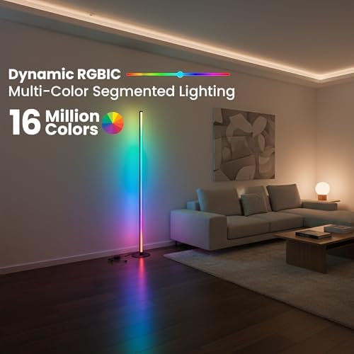 Smart RGBIC Corner Floor Lamp with App & Remote Control, Music Sync LED Ambient Light,16 Million DIY Colors,1500 Lumens 80+ Scenes, Color Changing Standing Lamp for Living Room, Bedroom & Gaming Setup - Image 4