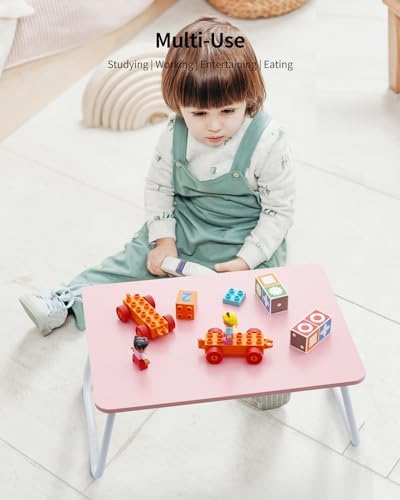 FISYOD Foldable Lap Desk, Laptop Bed Desk, Portable Bed Table, Laptop Stand for Bed & Couch, Lightweight & Mini - Pink - Image 2