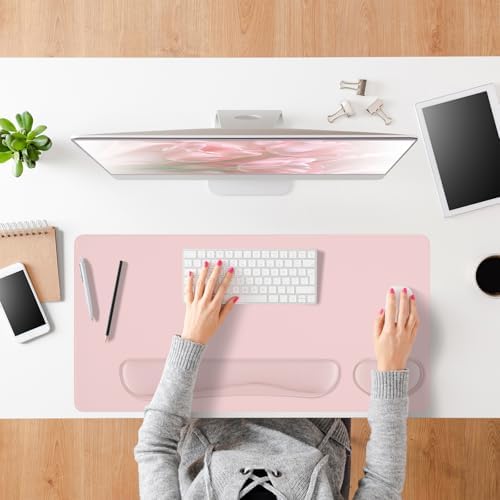 Pink Leather Desk Pad and Keyboard Wrist Rest, 47.2"x23.6" - Image 5