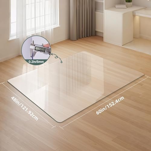Tempered Glass Chair Mat 60" x 48" - 1/5" Thick, Heavy Duty, Anti-Slip Pads, for Office Chairs on Carpet or Hard Floorr with 4 Anti-Slip Pads, Rolling Glass Chair Mat - Image 2