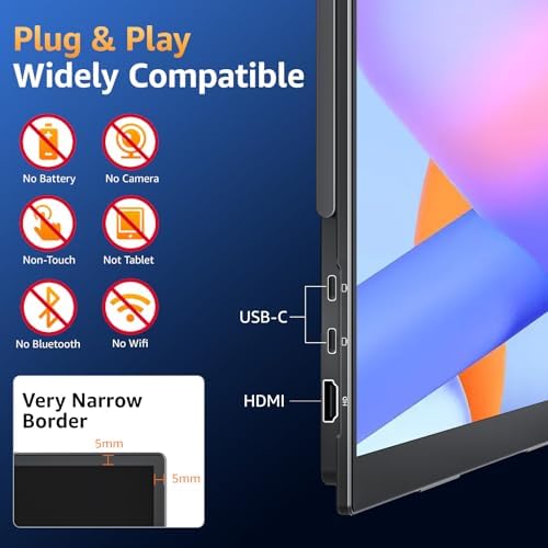 Upperizon Portable Monitor 18.5 inch FHD 125% sRGB 100Hz IPS HDR HDMI USB-C Travel Monitor for Laptop MacBook PC Surface PS5 Xbox, Large External Display with Kickstand & Speakers, VESA Compatible - Image 5