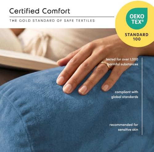 Nestl Reading Pillow for Bed, Back Pillow for Sitting Up in Bed, Blue Haven | 22” Backrest Pillow Includes Neck & Lumber Pillow, Adjustable Shredded Memory Foam Fill, OEKO-TEX, Dorm Essentials for Adults - Image 5