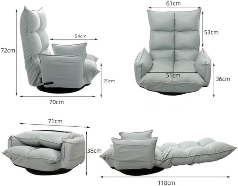 Gaming couch for adults,Floor Gaming Chair with Extra Wide Arms,high Back Folding 360-Degree Swivel Floor Lazy Sofa ,The backrest is adjustable in 14 angles suitable for teenagers and adults,3 - Image 2