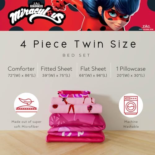 Miraculous: Tales of Ladybug and Cat Noir Kids Bedding Super Soft Comforter and Sheet Set, 5 Piece Full Size, (Officially Licensed Product) - Image 3