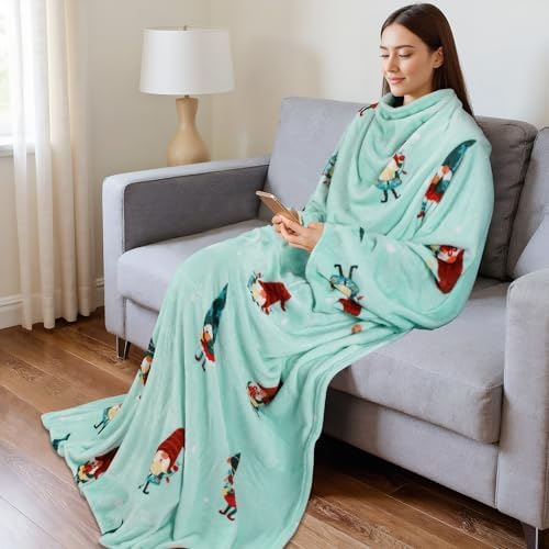 Catalonia Wearable Blanket with Sleeves for Women & Men, Fleece Wrap Throw - Image 3