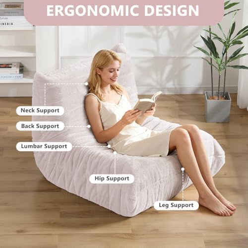 Bean Bag Chair for Adults, Giant Bean Bag Sofa Oversized Beanbag Chairs, Fireside Bean Bag Couch with High Density Sponge Filled Large Bean Bags Chair for Apartment Living Room Bedroom, Light Pink - Image 3
