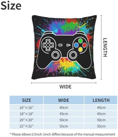 Gamer Gaming Lover Gift Pillowcase Set of 2 Game Joystick Throw Pillow Covers Shells for Couch Office Bedroom Home Decoration, 22"X22" - Image 2
