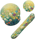 Flower Daisy Poppy Floral Keyboard Wrist Rest Pad Mouse Pad Set,Ergonomic Mousepad Wrist Support Memory Foam Desk Pad for Gaming Office,Non-Slip Rubber Base Easy Typing for Home Office Computers by Unknown