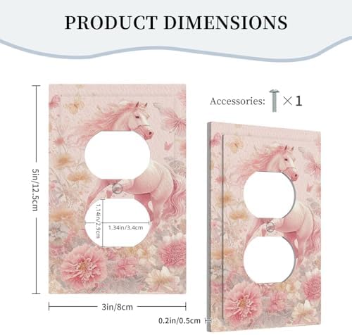 Outlet Covers Fantastical Pink Horse and Flowers Decorative 1 Gang Duplex Light Switch Cover Plate Single Electrical Receptacle Wall Plate Plug Switchplate Faceplate for Bedroom Decor - Image 5