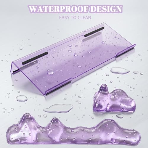 Acrylic Computer Keyboard Stand with Gel Mountain Wrist Rest Keyboard Riser with Comfortable Clear Silicone Mouse Wrist Pad Ergonomic Tilted Transparent Keyboard Holder for Desktop Office Purple - Image 6