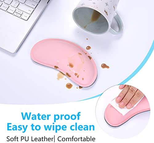 Dapesuom Mouse Wrist Rest, Ergonomic Memory Foam Mouse Wrist for Computer Desk Mats Support, PU Leather Hand Rest Pad Cushion for Gaming, Laptop, Men, Women, Pain Relief & Easy Typing, Pink - Image 5