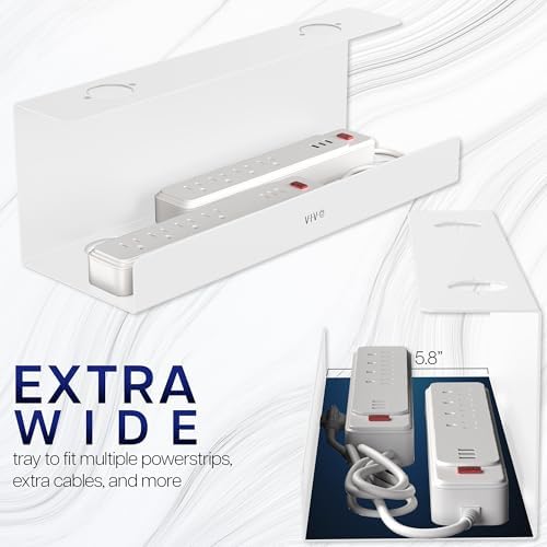 VIVO 2 Pack White 17 inch Extra Deep Cable Management Tray, DESK-AC16-2CW - Image 5