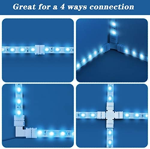 Mudder 95 Pcs 4-Pin LED Strip Connectors for SMD 5050 RGB, Solderless T L X Shaped PCB - Image 6