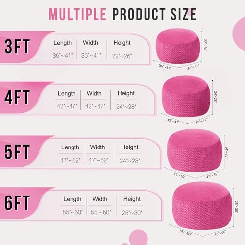 HABUTWAY 3FT Bean Bag Chair,Giant Bean Bag Chairs for Adults,Big Bean Bags with Memory Foam Filled, Large Beanbag Chairs with Chevron Plush Cover-Pink - Image 5
