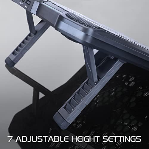 ENHANCE Cryogen 5 Gaming Laptop Cooling Pad Stand - Laptop Cooler with 7 Adjustable Height Settings & Dual USB Ports up to 17 inches - 1 Ultra Quiet High Performance LED Fan 800 RPM - Green - Image 6