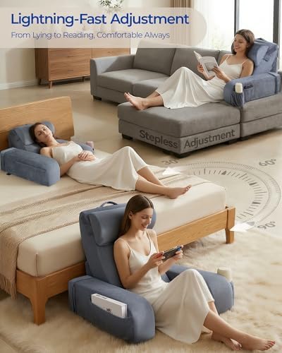 Kayfia Reading Pillow, 30-90° Stepless Adjust Angle & Height, Large, Grey - Image 3