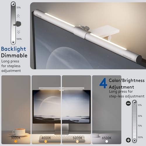 Quntis White Monitor Light Bar with Backlight, Desk Light with Remote - Image 4
