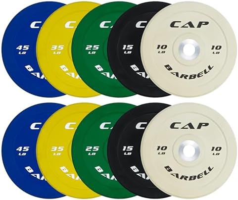 CAP 2-inch Olympic Bumper Plate Weight Set | 100-370 lbs | Multiple Colors | Storage Rack Optional by CAP