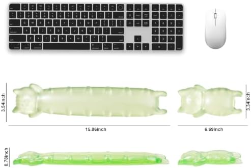 Gel Keyboard and Mouse Wrist Rest Set – Green Clear Cat Wrist Rest - Image 5
