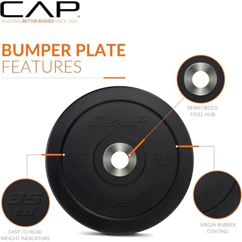 CAP 2-inch Olympic Bumper Plate Weight Set | 100-370 lbs | Multiple Colors | Storage Rack Optional - Image 4