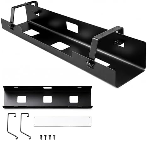 Under Desk Cable Management Tray 23.6" – Steel Wire Cable Holder Organizer for Work from Home, Office & Gaming Setup by Unknown