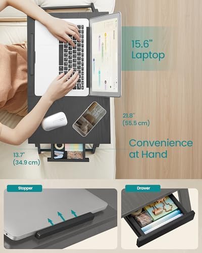 SONGMICS Bed Laptop Desk, Folding Bed Table Adjustable Angle and Height - Image 4