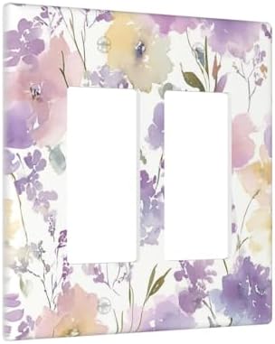 Decorative Outlet Covers Purple Floral Watercolor Wildflower 2 Gang Light Switch Cover Plate Double Rocker Wall Plate Gfci Switch Plate Covers Plug Faceplate for Bedroom Decor - Image 2