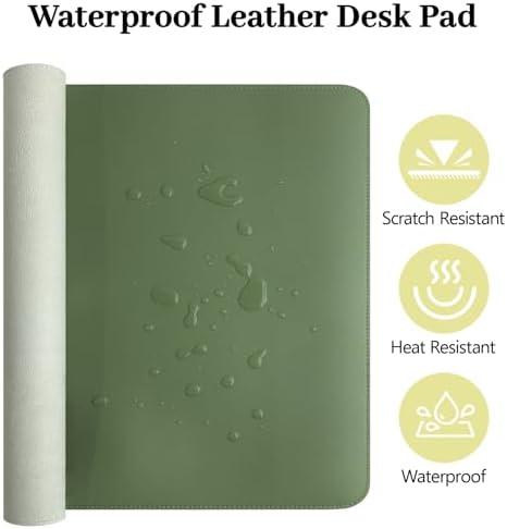 Green Leather Desk Pad and Keyboard Wrist Rest, 27.6"x13.8" - Image 4