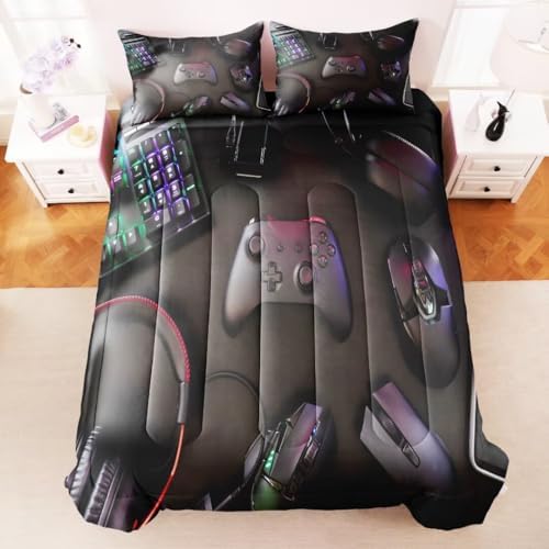 Gaming Comforter for Boys Teens,Game Bedding Sets Queen,Kids Gamer Comforter Set,Video Game Bedroom Bed Set Controller Duvet All Season 3 Piece - Image 3