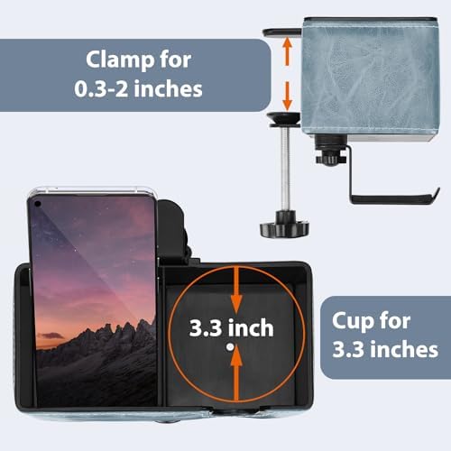 Under Desk Cup Holder Clamp on Cup Holder PU Leather Clip on Desk Organizer - Image 6