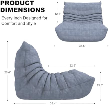 Bean Bag Chair for Adults, Memory Foam Bean Bag Sofa with Waterproof Fabric | Grey, armless lounge shape with no wall support, ideal for apartments, reading nooks, gaming rooms, and movie nights - Image 2