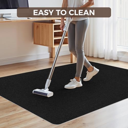 Office Chair Mat for Hardwood Floor 48x60 Inch, Non-Slip Rolling Chair Mat, Flat Lay Floor Protector for Wood Tile Laminate, Anti-Slip Sound Absorbing(Black) - Image 6
