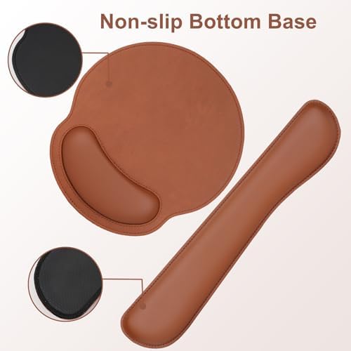 MOSISO Wrist Rest Support for Mouse Pad&Keyboard Set, Brown - Image 5
