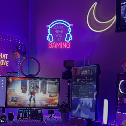 YuanDian Gaming Headset Neon Sign, Can't Hear You I'm Gaming LED Neon Lights for Game Room Wall Decor for Boys Men Teen Gamers - Image 2