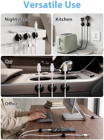 Shintop 6pcs Cord Holder for Nightstand, Self-Adhesive Cable Clips - Image 6