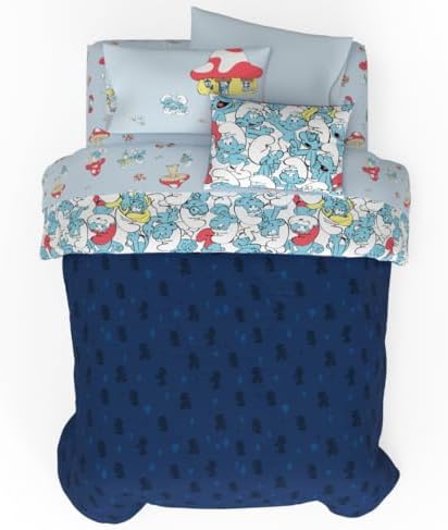 The Smurfs Kids Bedding Super Soft & Cozy Reverisble Microfiber Comforter and Sheet Set with Sham, 7 Piece Full Size, (Officially Licensed Product) By Franco - Image 2